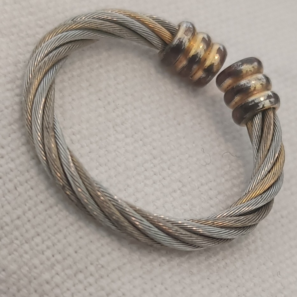 Twisted Cable Two-Tone Ring - Silver & Gold Accent